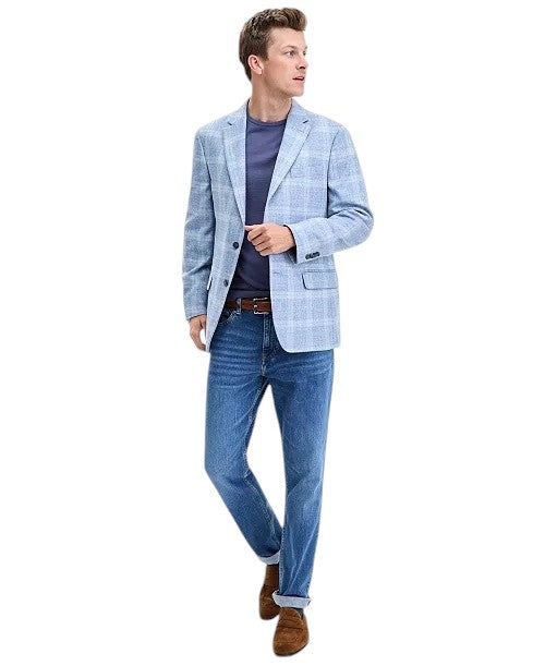 Tommy Hilfiger Mens Modern fit Sport Coat Blazer 36 R Light Blue Check
