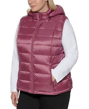 Charter Club Women's Plus Size Hooded Packable Puffer Vest 0X Plumberry