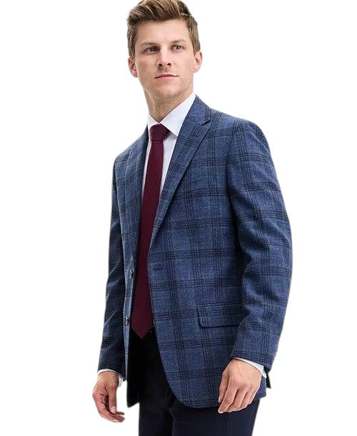 Tommy Hilfiger Mens Modern fit Sport Coat Blazer 42 L Blue Plaid Stretch
