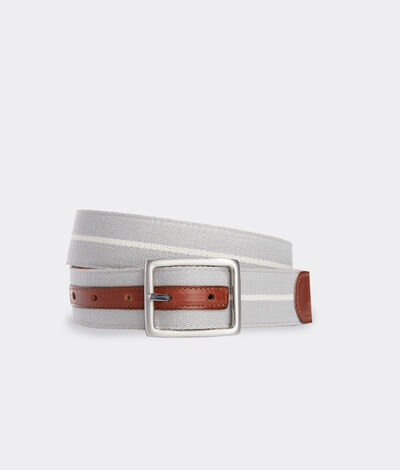 Vineyard Vines Mens Leather & Webbing Revers Belt Grey32