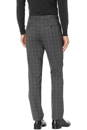 Perry Ellis Portfolio Mens Slim-Fit Plaid Performance Dress Pants 34W X 29L Grey