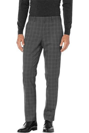 Perry Ellis Portfolio Mens Slim-Fit Plaid Performance Dress Pants 34W X 29L Grey