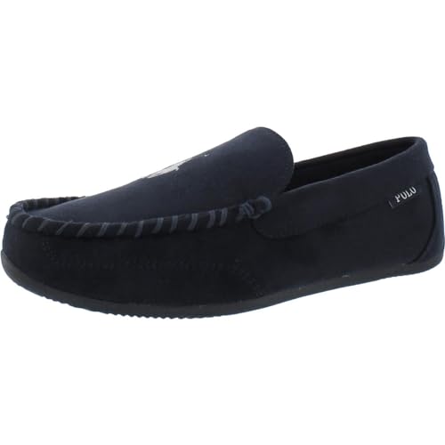 Ralph Lauren Mens' POLO Slipper, Declan Plaid Moccasin House Shoe Navy Size 10