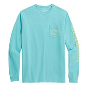 Vineyard Vines Men's Garment Dye Whale Long-Sleeve T Shirt Large Green Sea Grove