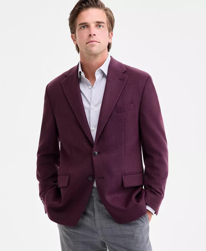 Michael Kors Mens Classic fit Wool Cashmere Sport Coat Blazer 46 R Burgundy Red
