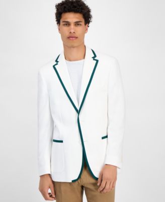 Tommy Hilfiger Mens Modern fit Sport Coat Blazer 38 S White Solid Green Tipped