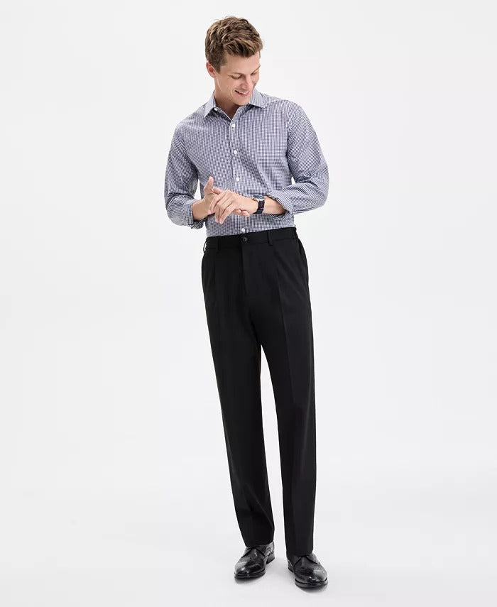 Tommy Hilfiger Mens Relaxed fit Dress Pants 34 / 32 Black Solid