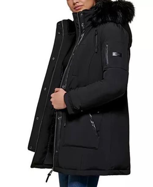 DKNY Women's Parka Coat XXS Black NO HOOD