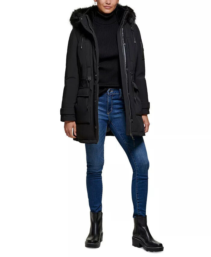 DKNY Women's Parka Coat XXS Black NO HOOD