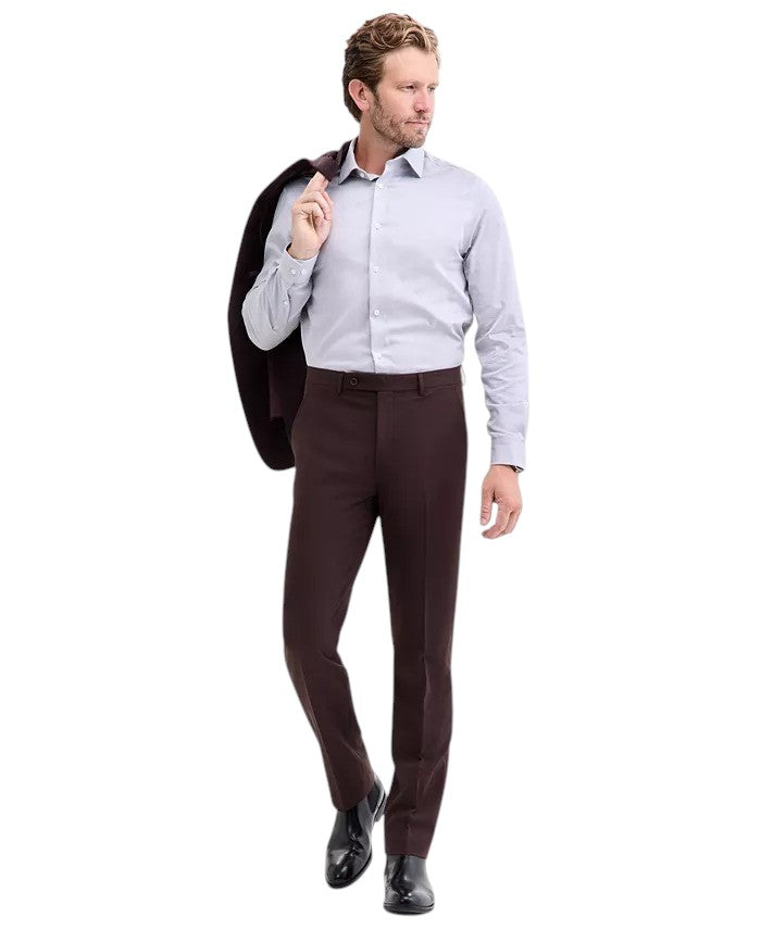 Calvin Klein Mens Slim fit Dress Pants 38 / 30 Brown Solid