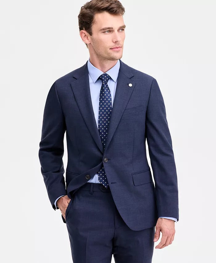 Ted Baker Mens Modern fit Sport Coat Blazer 46 R Navy Blue Solid Stretch Wool