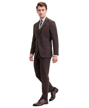 Kenneth Cole Mens Slim fit 2 Piece Suit 50 L Pants 45 / 32 Brown Solid