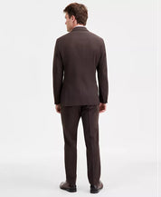 Kenneth Cole Mens Slim fit 2 Piece Suit 48 L / 42 Waist Brown Solid Stretch
