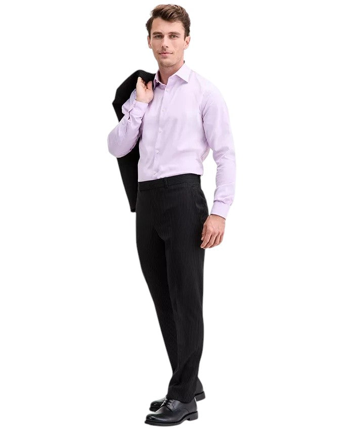 Kenneth Cole Mens Slim fit 2 Piece Suit 42 R / 35 Waist Black Striped Stretch