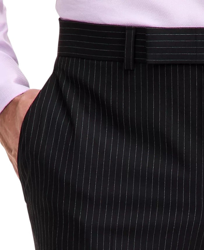 Kenneth Cole Mens Slim fit 2 Piece Suit 36 R / 29 Waist Black Striped Stretch