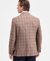 Nautica Mens Modern fit Sport Coat Blazer 40 S Light Brown Plaid Stretch