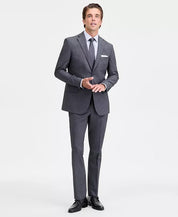 Dkny Mens Modern fit 2 Piece Suit 40 R Pants 33 / 32 Black White Birdseye