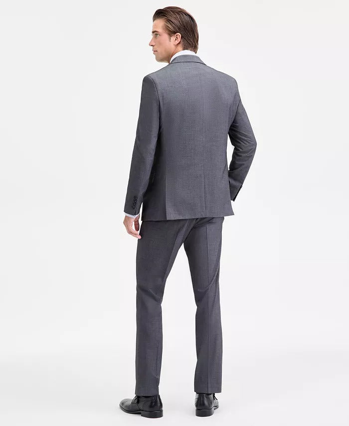 Dkny Mens Modern fit 2 Piece Suit 40 R Pants 33 / 32 Black White Birdseye