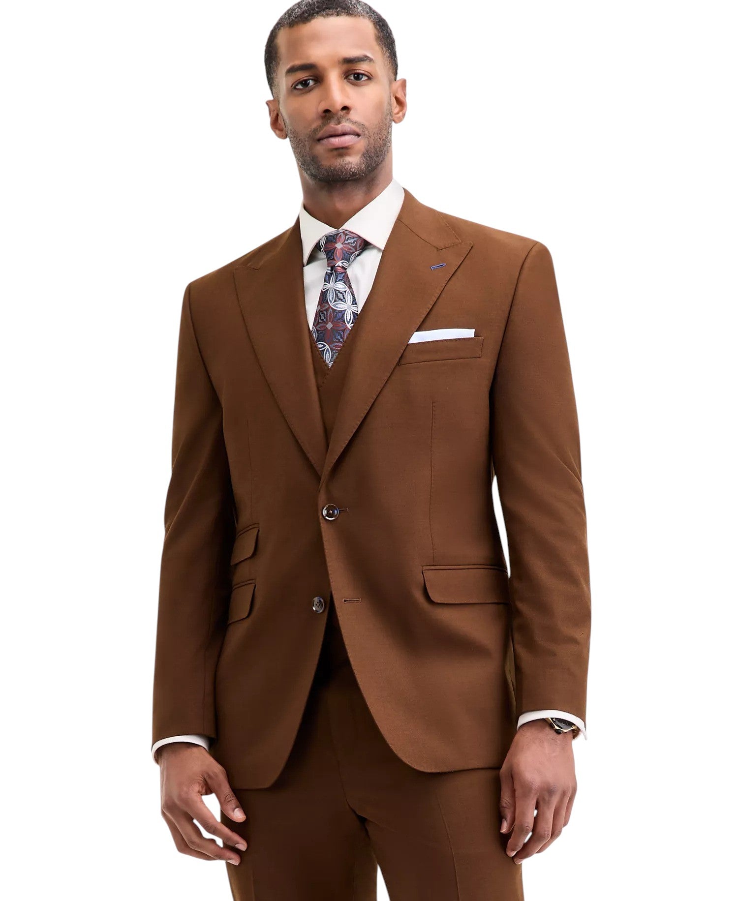 Tayion Mens Classic fit Suit Jacket Blazer 50 R Brown Solid