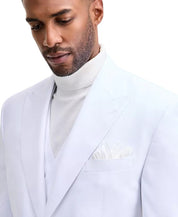 Tayion Mens Classic fit Suit Jacket Blazer 38 S White Solid