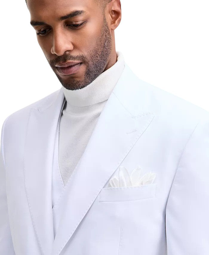 Tayion Mens Classic fit Suit Jacket Blazer 40 S White Solid