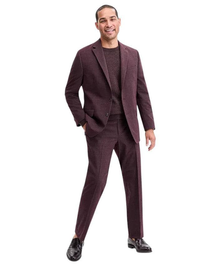 Perry Ellis Portfolio Mens Modern fit 2 Piece Suit 36 R Pants 29 Burgundy Red