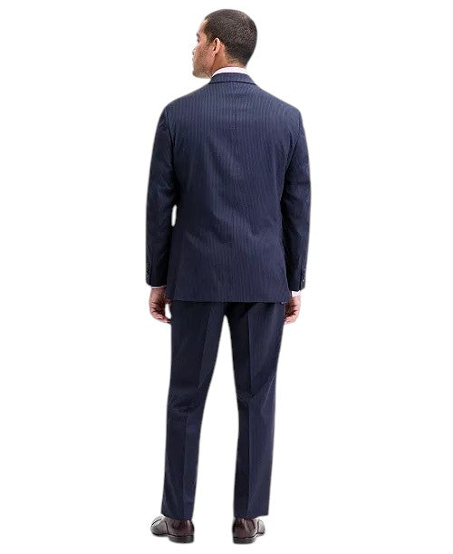 Perry Ellis Mens Modern fit 2 Piece Suit 38 R / 31 Waist Navy Blue Striped