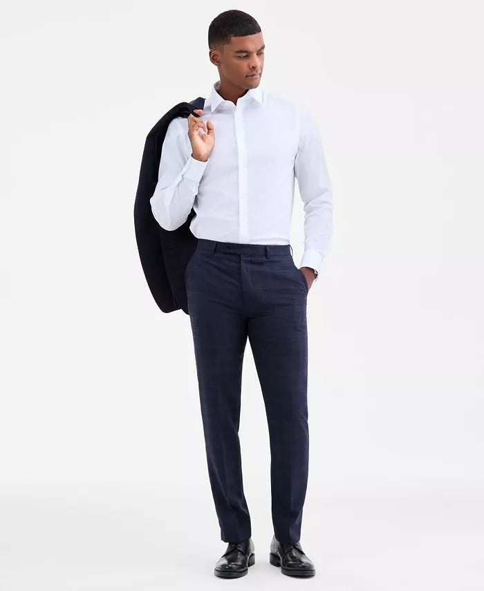 Calvin Klein Mens Slim fit Dress Pants 36 / 30 Blue Solid Wool