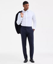 Calvin Klein Mens Slim fit Dress Pants 34 / 34 Navy Blue Plaid Stretch