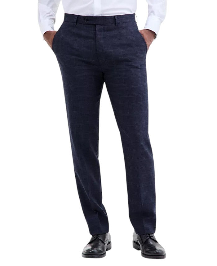 Calvin Klein Mens Slim fit Wool Dress Pants 36 / 32 Navy Blue Plaid