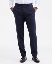 Calvin Klein Mens Slim fit Dress Pants 34 / 34 Navy Blue Plaid Stretch