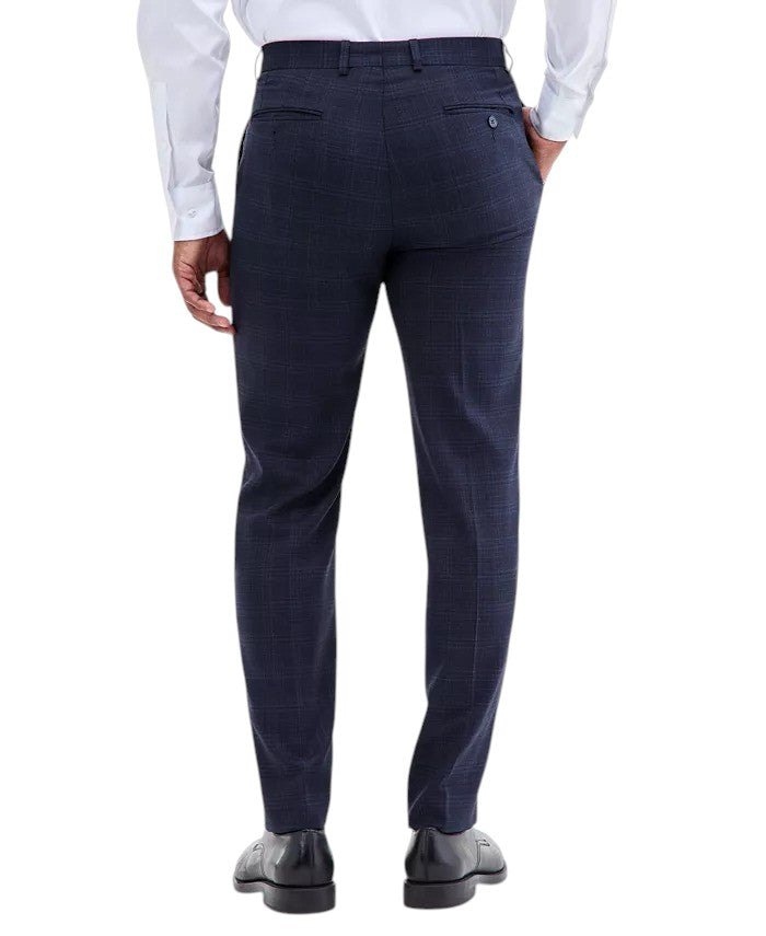 Calvin Klein Mens Slim fit Wool Dress Pants 36 / 32 Navy Blue Plaid