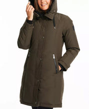 VINCE CAMUTO Women's Faux-Fur-Trim Hooded Parka Coat XS Olive Green
