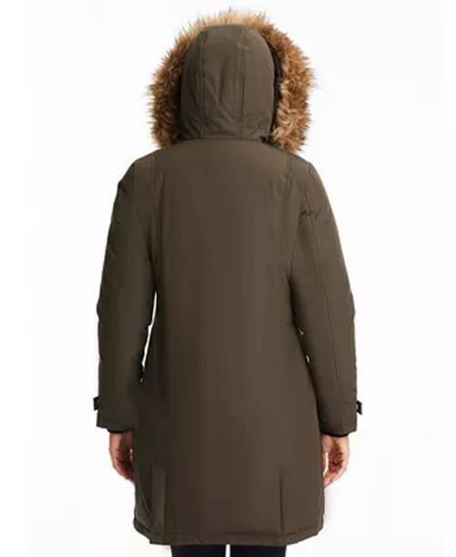 VINCE CAMUTO Women's Faux-Fur-Trim Hooded Parka Coat XS Olive Green