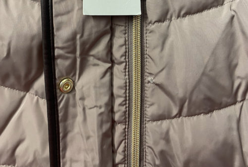 Cole Haan Womens Faux-Fur-Lined Down Puffer Coat Large Cashew Tan (DEFECT)