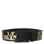Versace Jeans Couture All over logo Men's Belt Size 95 Black Gold