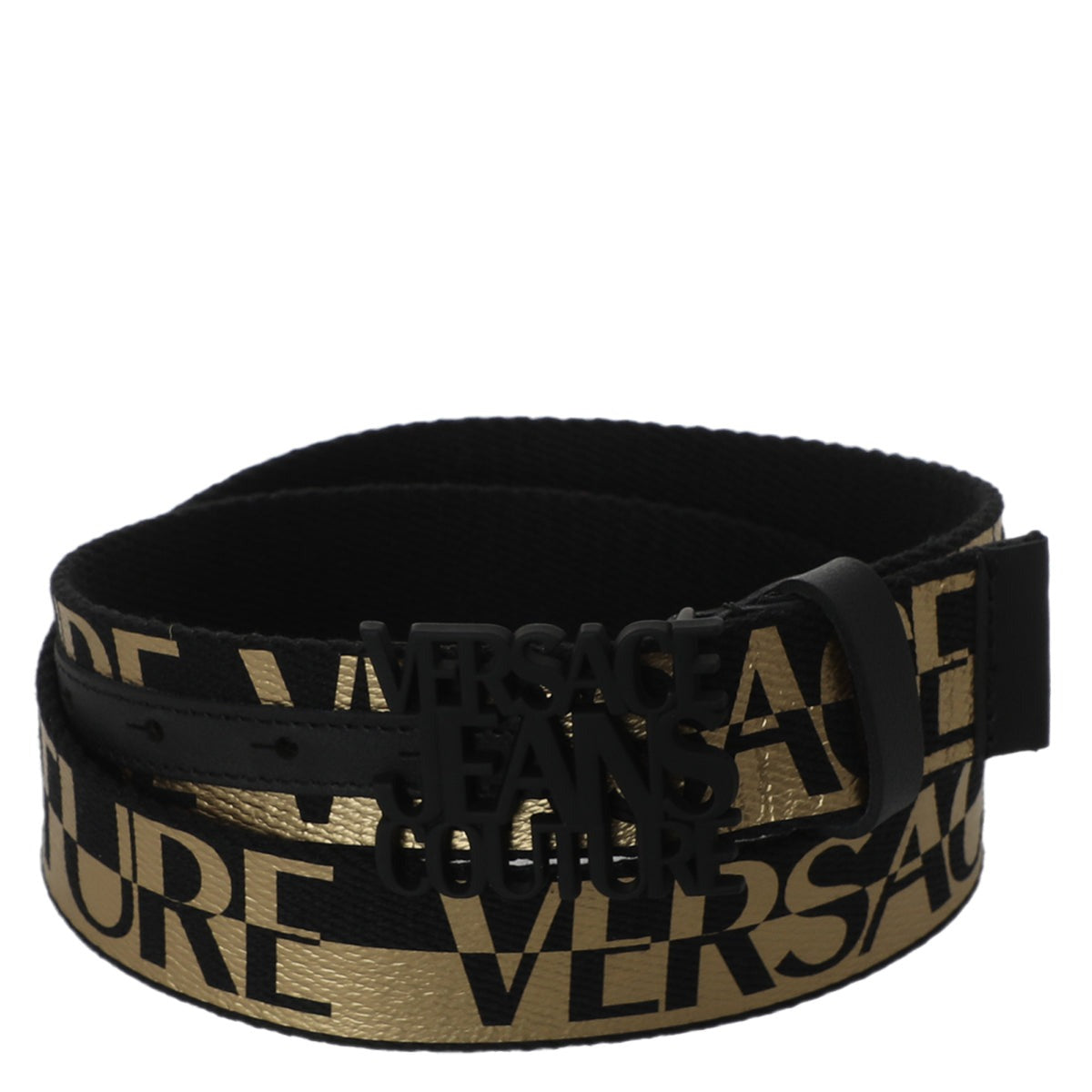 Versace Jeans Couture All over logo Men's Belt Size 95 Black Gold
