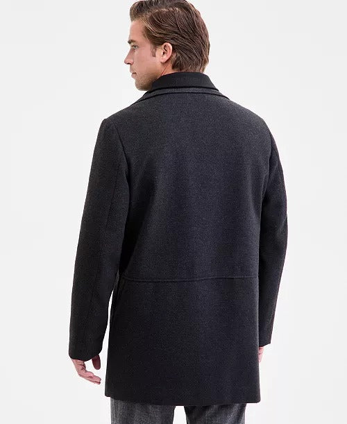 Calvin Klein Mens Classic-Fit Coleman Overcoat Coat 40 R Charcoal Grey
