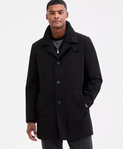 Calvin Klein Mens Classic-Fit Coleman Overcoat Coat 46 R Black Wool