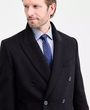 Calvin Klein Mens Classic-Fit Wool Double Breasted overcoat Coat 40 R Black