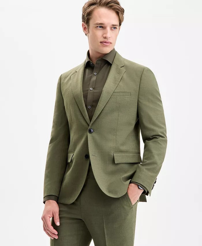 Hugo Boss Mens Modern fit Suit Jacket Blazer 48 R Green Solid Stretch
