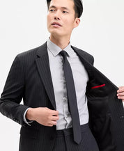 Hugo Boss Mens Modern fit Suit Jacket Blazer 38 R Dark Grey Striped Stretch