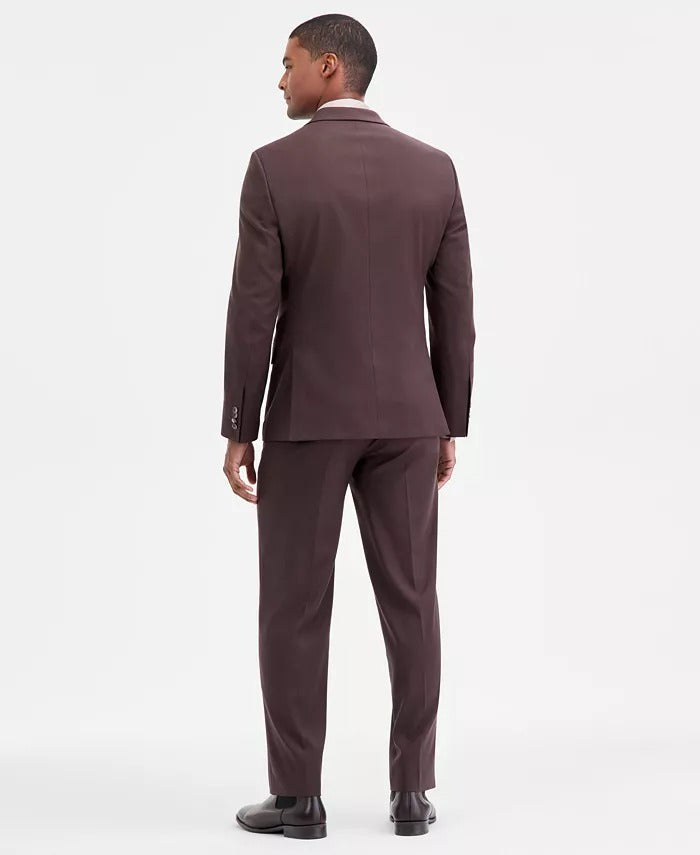 Nautica Mens Modern fit 2 Piece Suit 38 R / 32 Waist Brown Solid Stretch