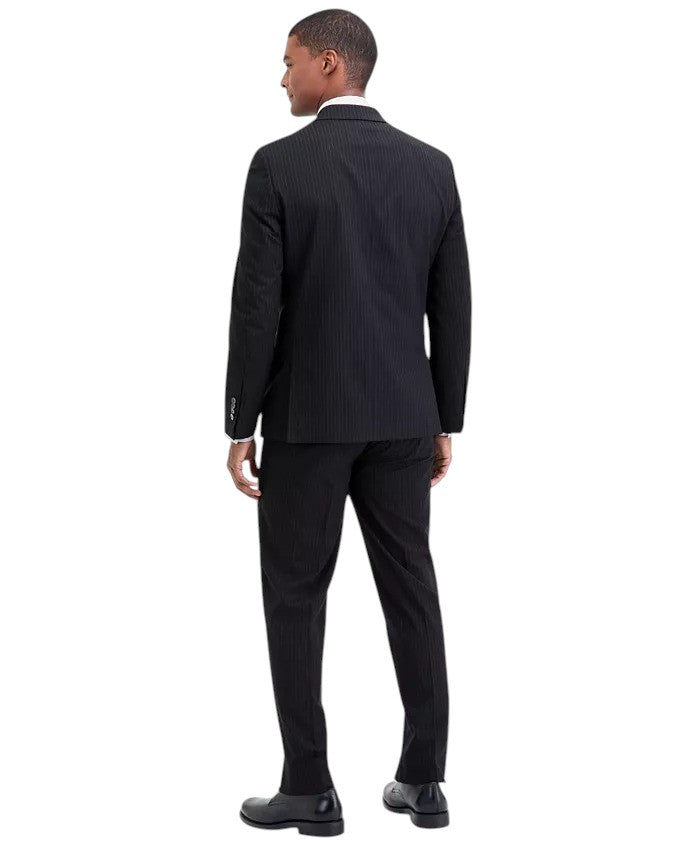 Nautica Mens Modern fit 2 Piece Suit 38 R / 32 Waist Black Striped