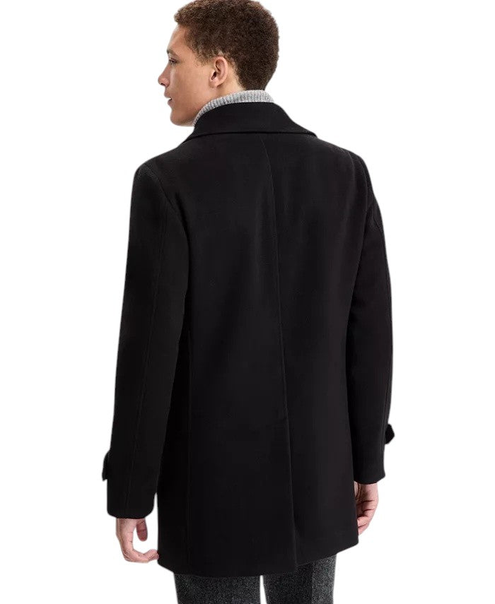 Tommy Hilfiger Mens Classic-Fit Double Breasted Peacoat Coat 46R Black