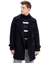 Tommy Hilfiger Mens Classic-Fit Double Breasted Peacoat Coat 38 R Navy Blue
