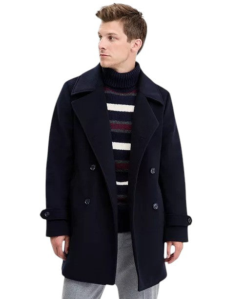 Tommy Hilfiger Mens Classic-Fit Double Breasted Peacoat Coat 38 R Navy Blue