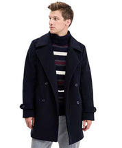 Tommy Hilfiger Mens Classic-Fit Double Breasted Peacoat Coat 44 R Navy Blue