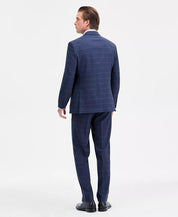 Nautica Mens Modern fit 2 Piece Suit 36 R / 30 Waist Blue Windowpane Stretch