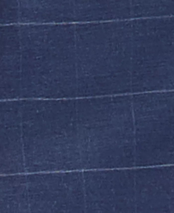 Nautica Mens Modern fit 2 Piece Suit 46 L Pants 41 / 34 Navy Blue Windowpane